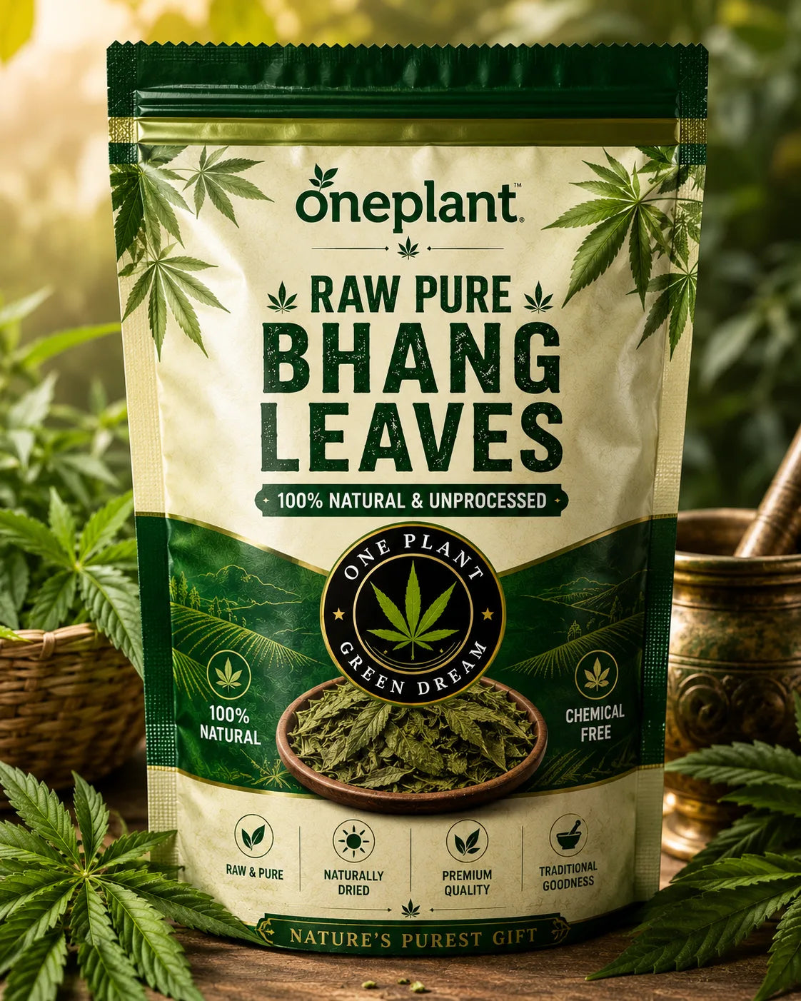 Raw pure bhang leaves